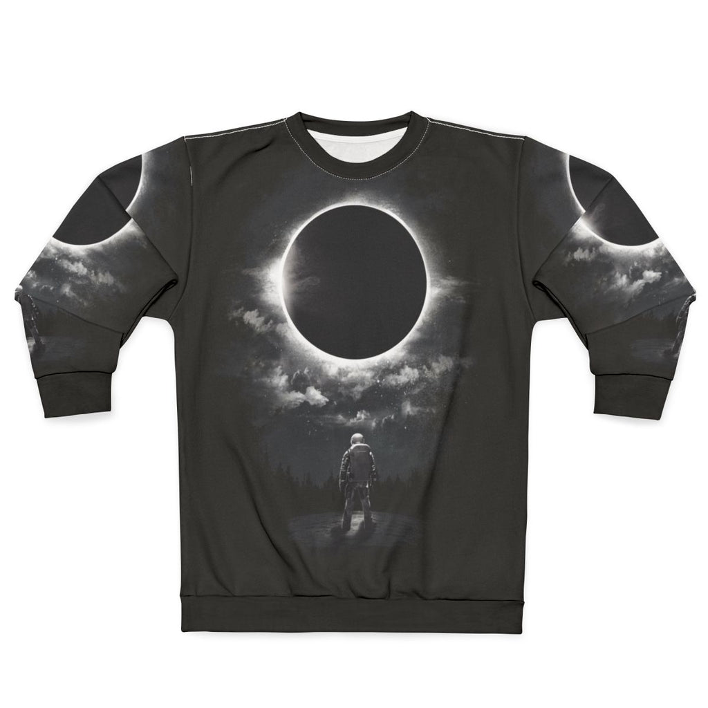 Eclipse Cosmic Sweatshirt with Space, Solar and Lunar Graphic Design