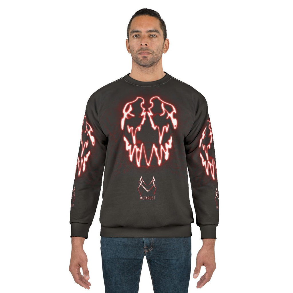 Metarust metal band sweatshirt with grunge design