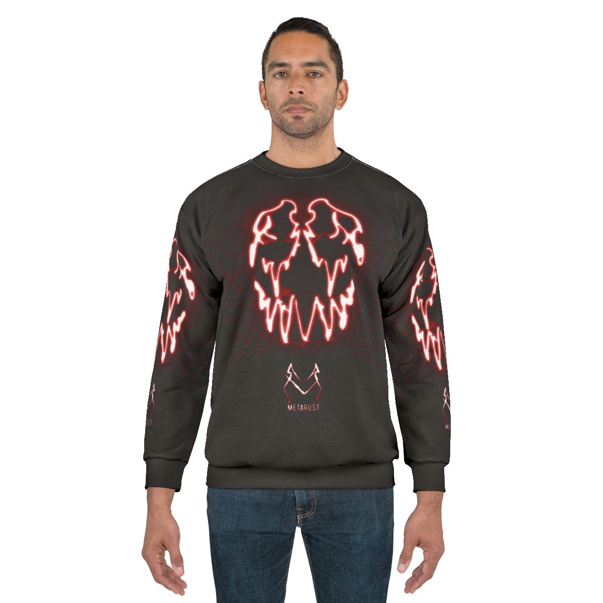 Metarust metal band sweatshirt with grunge design