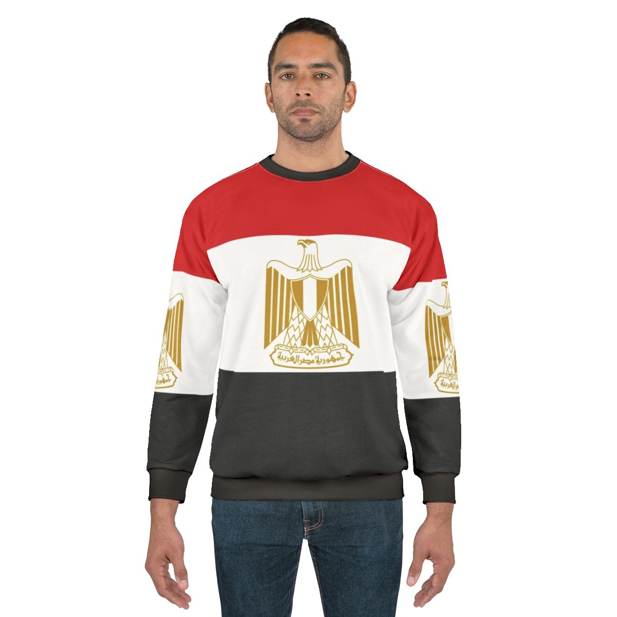 Egypt Flag Sweatshirt with Pyramids and Nile River