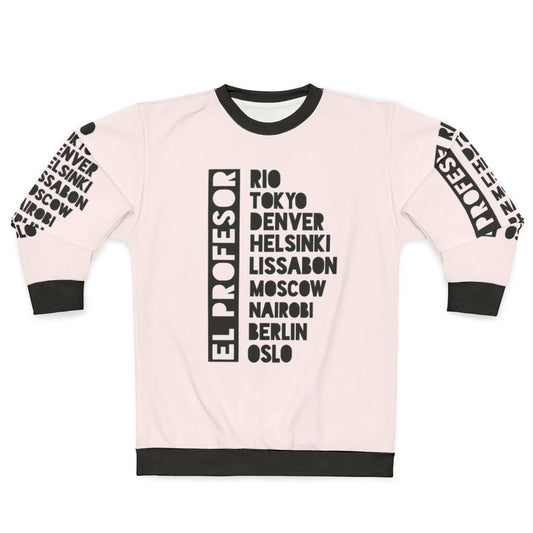 El Profesor' Black Text Premium Sweatshirt from Money Heist