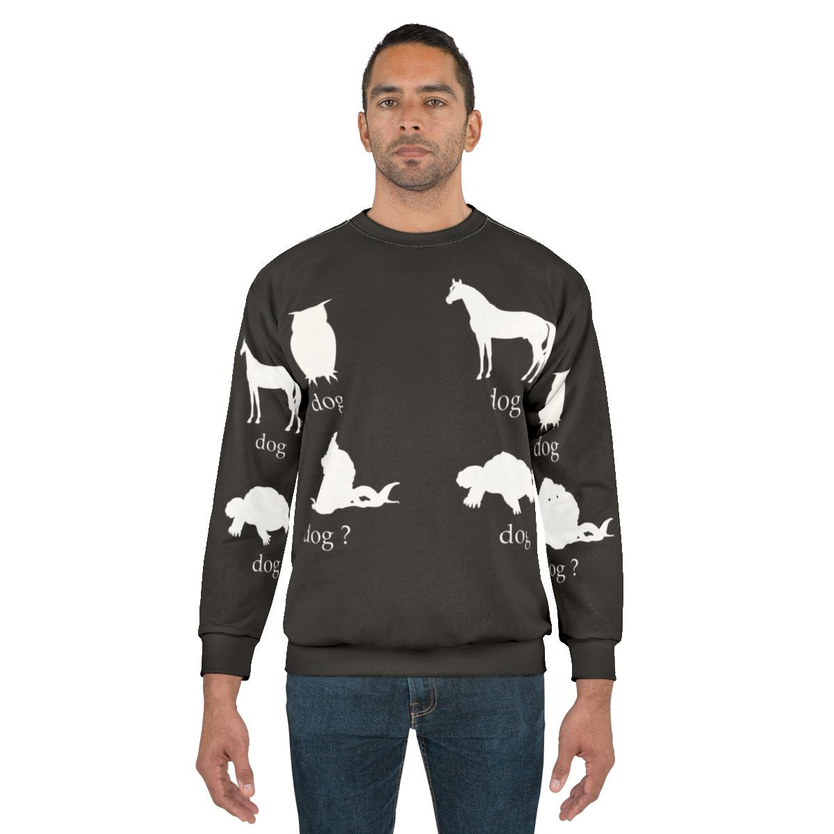 Elden Ring dog meme design on a gray sweatshirt