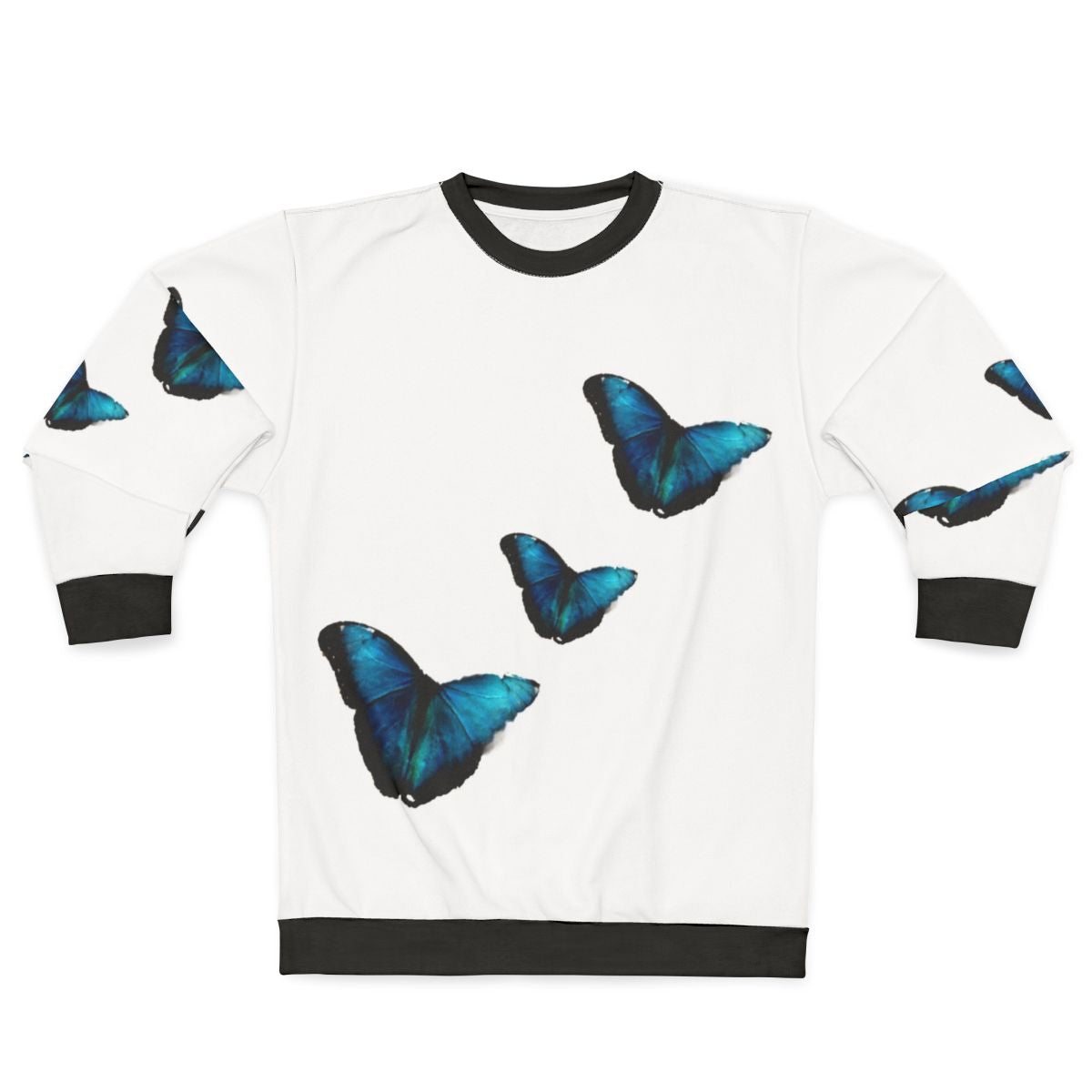 Sustainable electric blue morpho butterfly sweatshirt