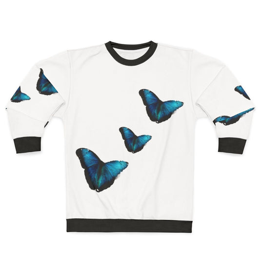 Sustainable electric blue morpho butterfly sweatshirt