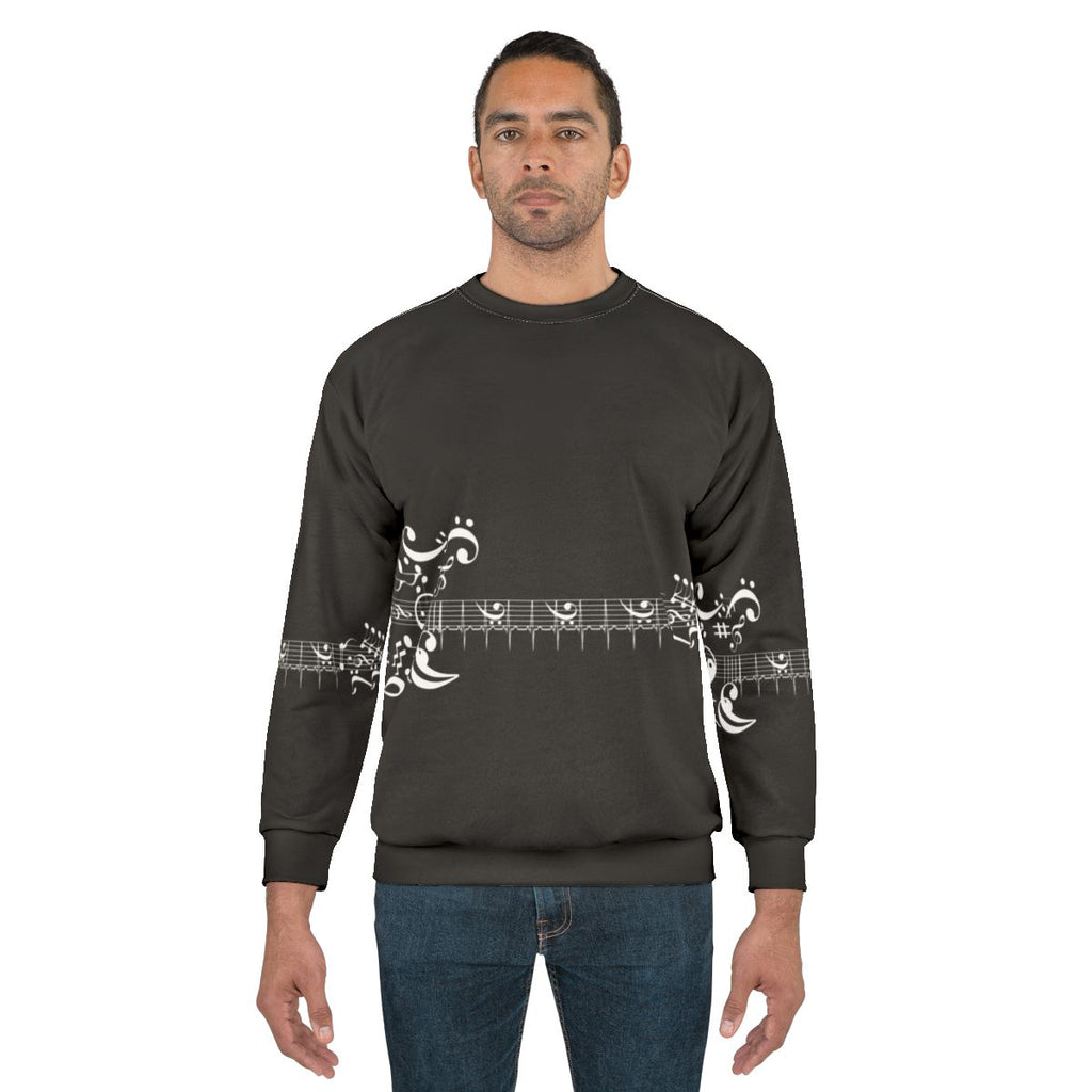 Electric guitar design on a cozy sweatshirt for music enthusiasts