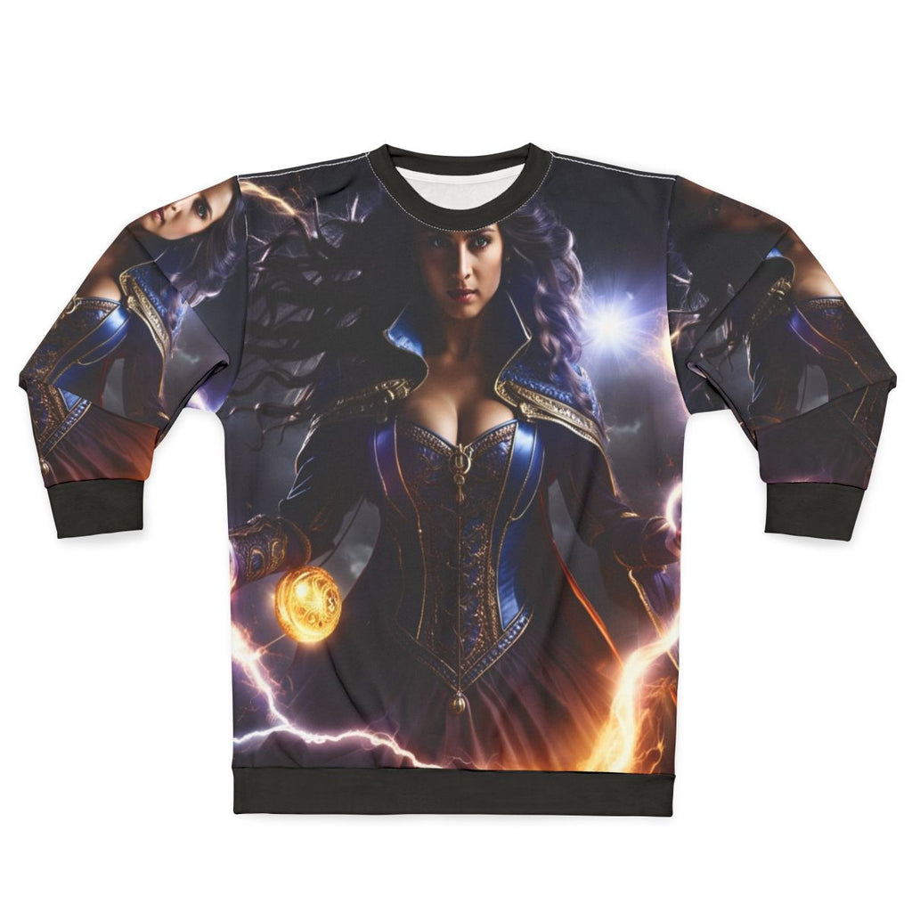 Electric superhero sweatshirt with magical gaming design