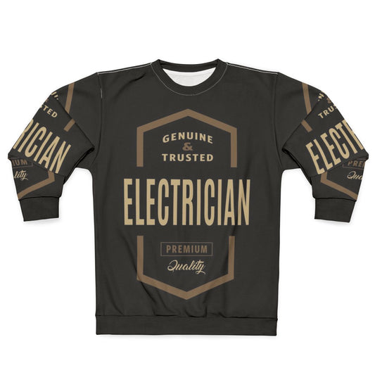 Electrician wearing a comfortable and durable sweatshirt for their profession