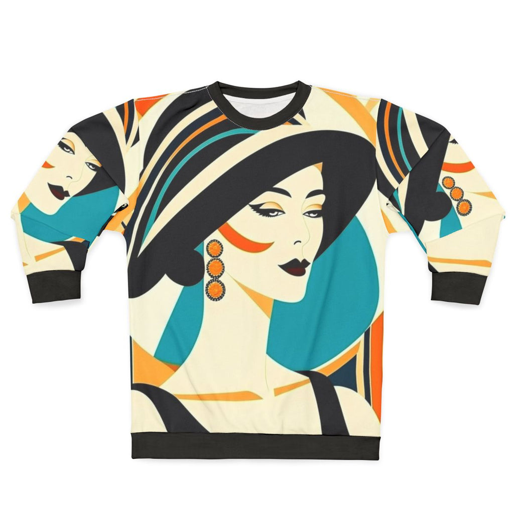 Elegant Veronica Sweatshirt with Vintage Fashion, 1920s Style Art
