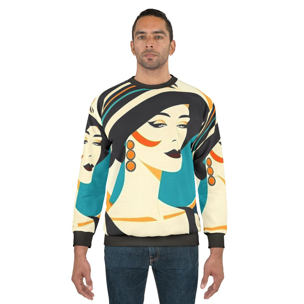 Elegant Veronica Sweatshirt with Vintage Fashion, 1920s Style Art
