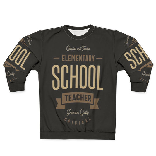 Elementary school teacher wearing a cozy sweatshirt
