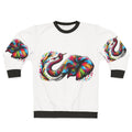 Colorful elephant painting on a cozy sweatshirt