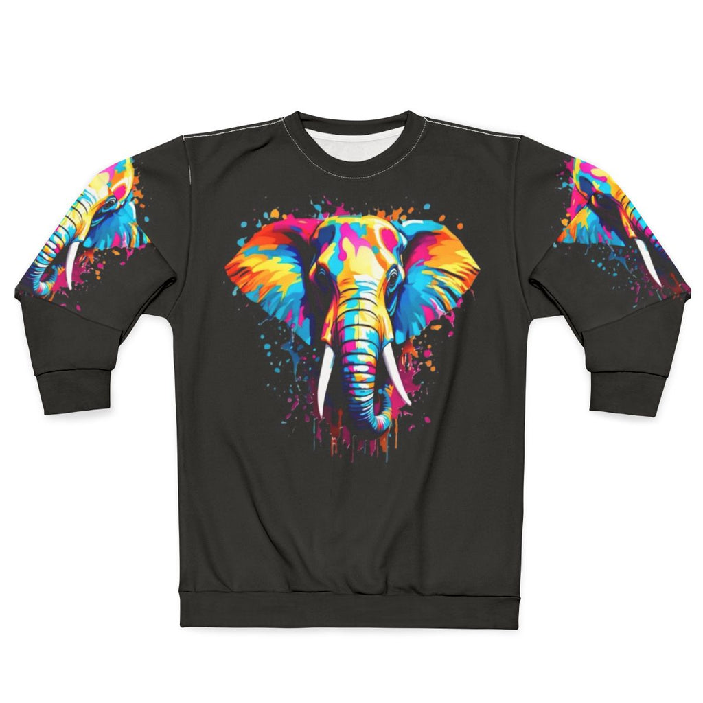 Colorful Elephant Splash Pattern Sweatshirt