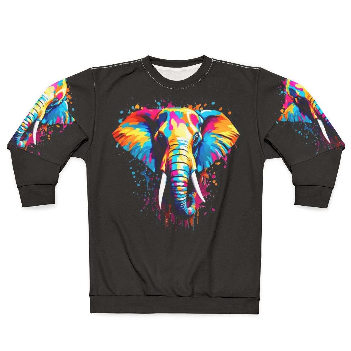Colorful Elephant Splash Pattern Sweatshirt