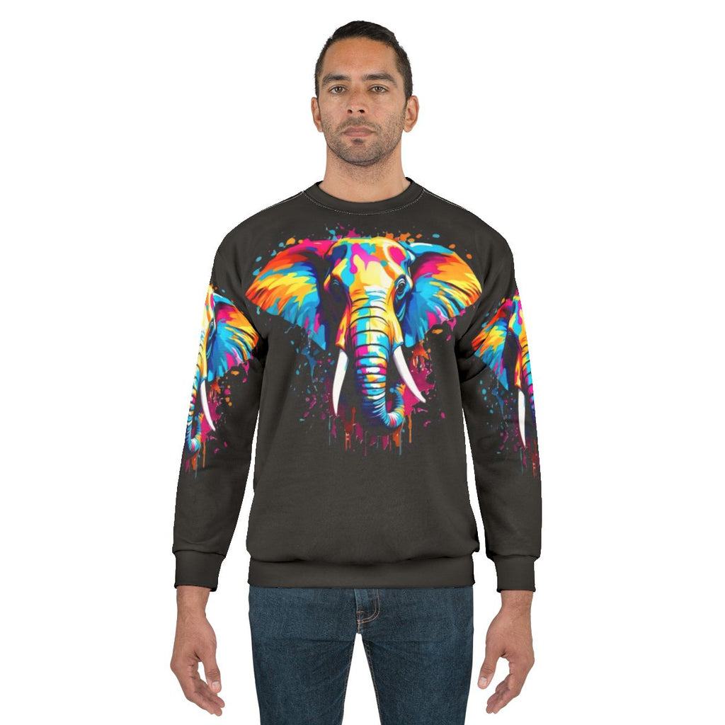 Colorful Elephant Splash Pattern Sweatshirt