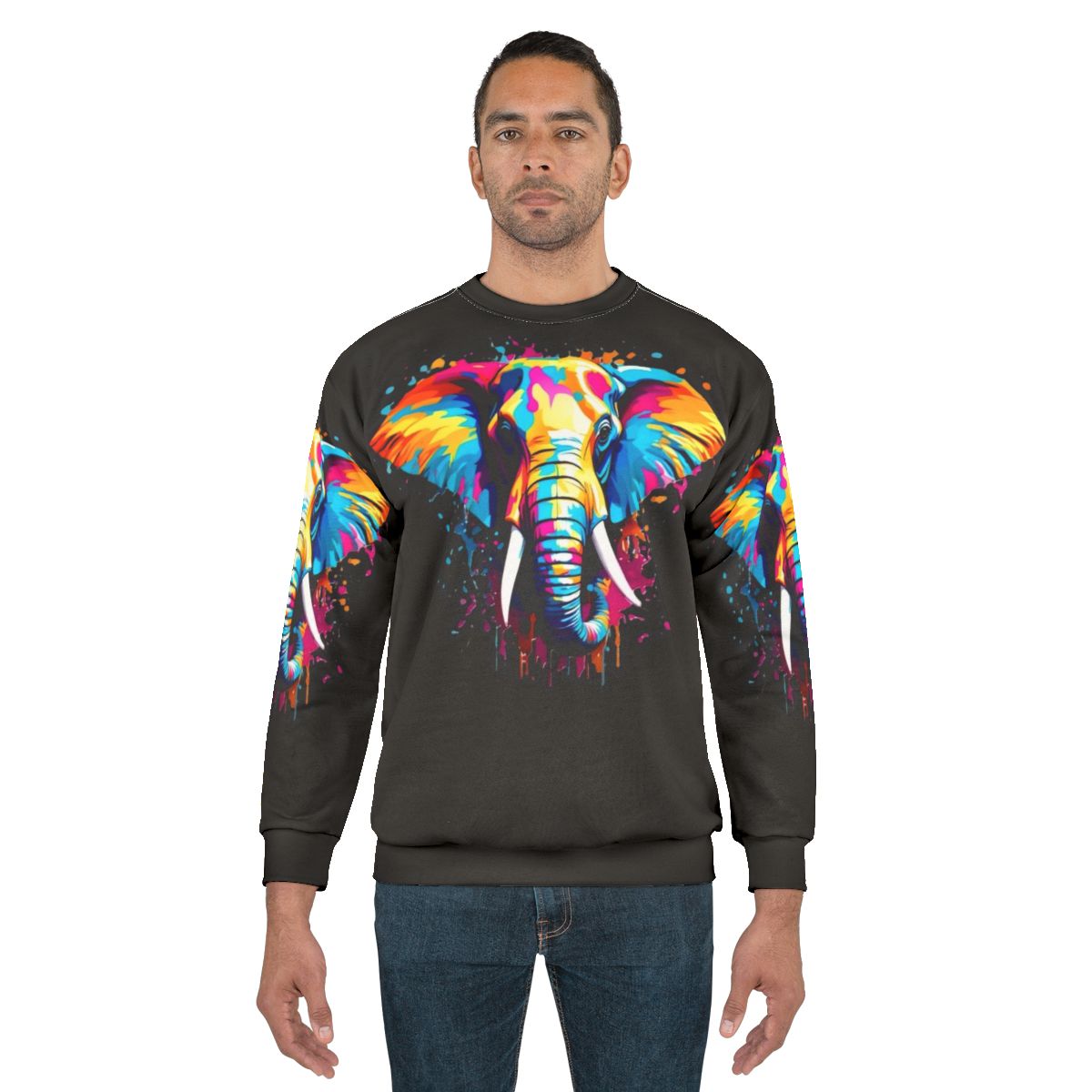 Colorful Elephant Splash Pattern Sweatshirt