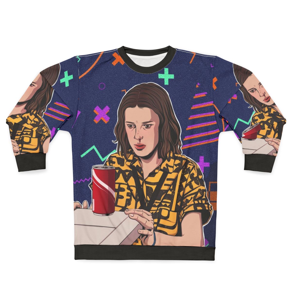 Eleven from Stranger Things Season 3 fan art printed on a sweatshirt