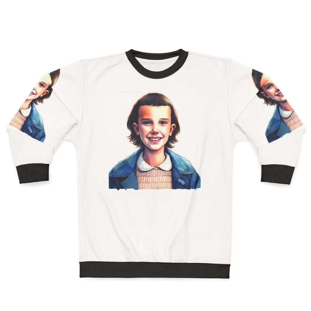 Eleven from Stranger Things Wearing a Sweatshirt