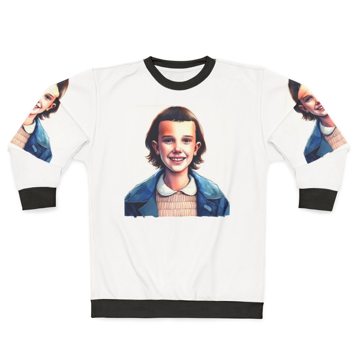 Eleven from Stranger Things Wearing a Sweatshirt