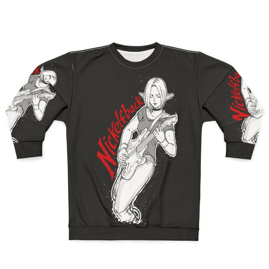 Elf Rock Band Sweatshirt featuring fantasy design and guitar