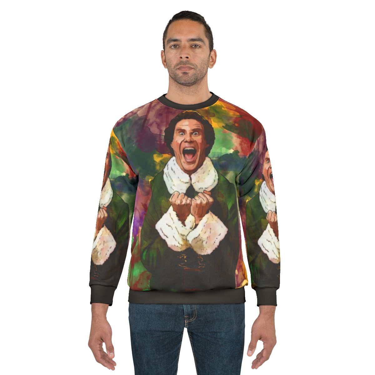 Elf-themed Sweatshirt with a Festive Design