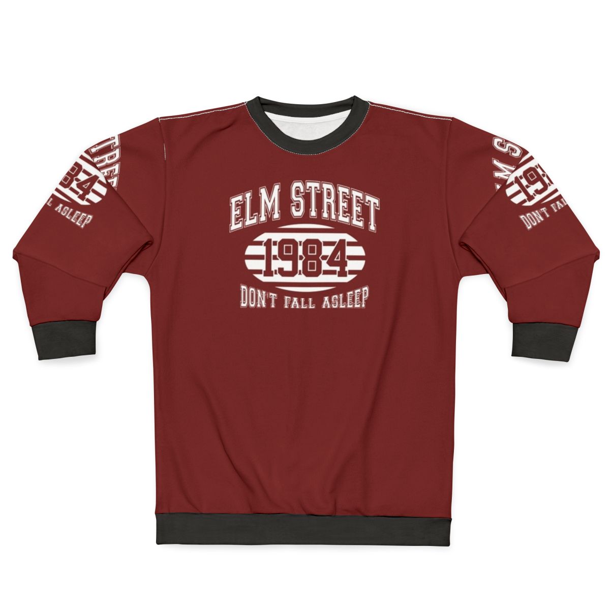 Elm Street College Sweatshirt with Freddy Krueger and Nightmare on Elm Street design