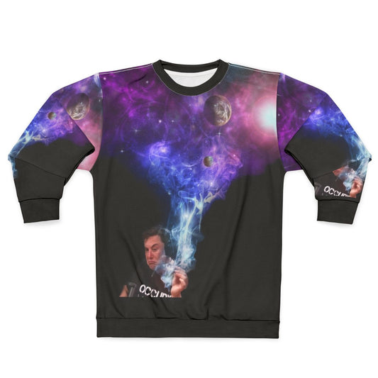 Elon Musk Smoking Weed in Space Sweatshirt
