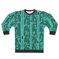 Emerald Forest Seamless Pattern Sweatshirt with Tree Silhouettes
