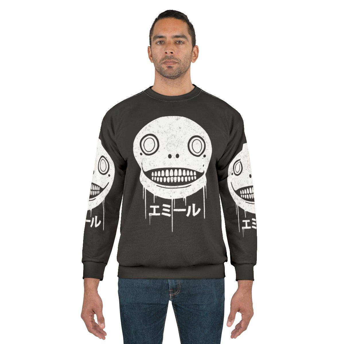 Emil Sweatshirt with Cursed Face Design from Nier Automata