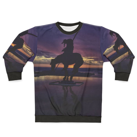 Sunset Sweatshirt Featuring Vibrant Native American-Inspired Artwork
