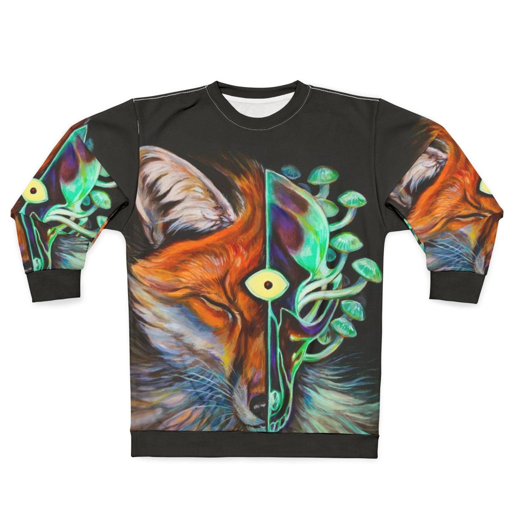 Enlightened psychedelic sweatshirt with third eye and mushroom design