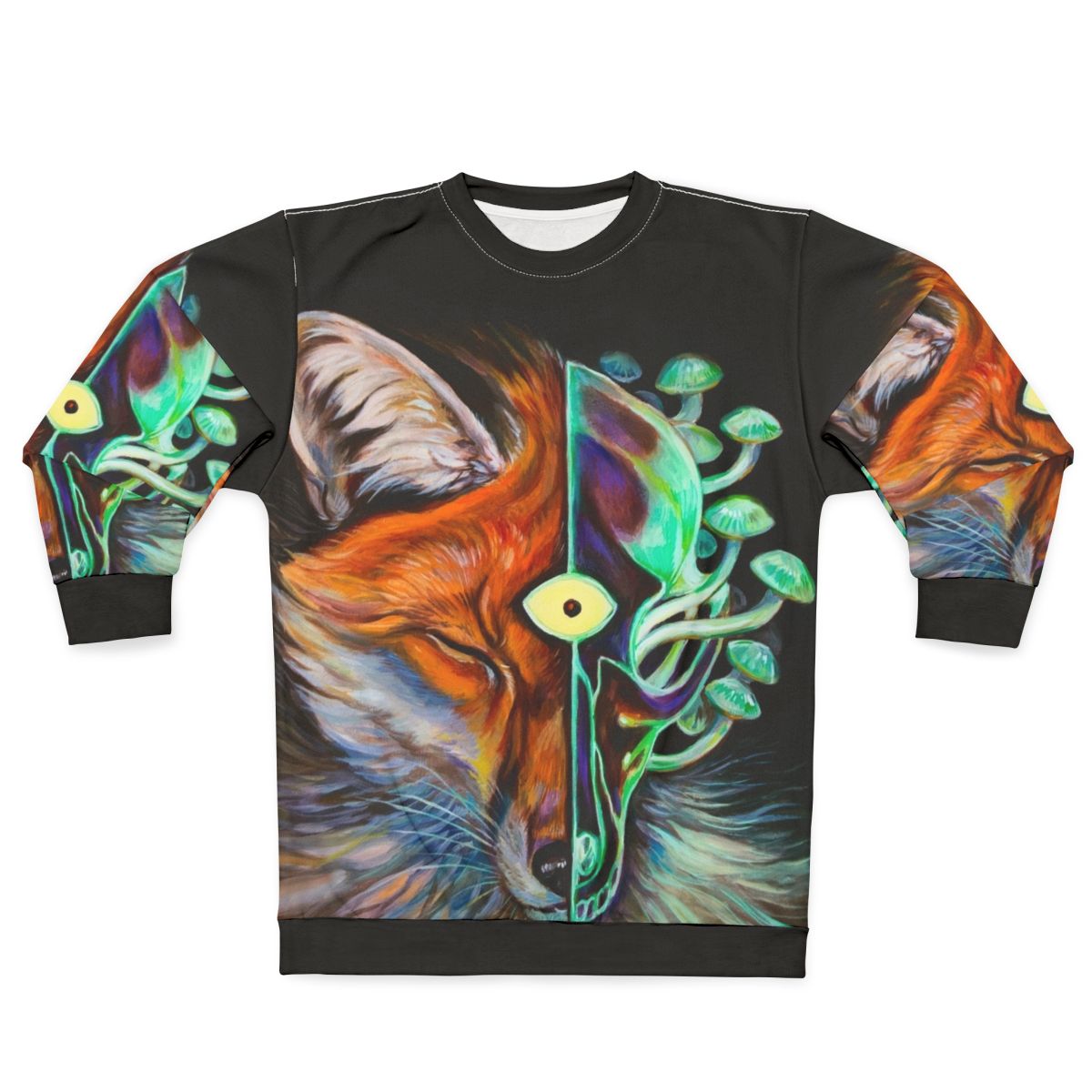 Enlightened psychedelic sweatshirt with third eye and mushroom design