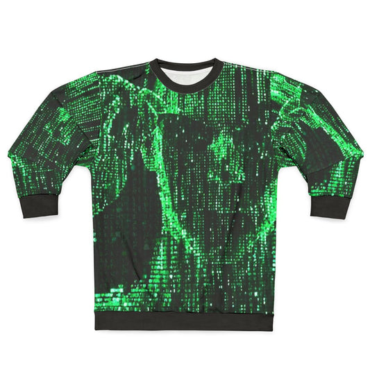 Matrix Sweatshirt featuring digital rain and classic sci-fi design