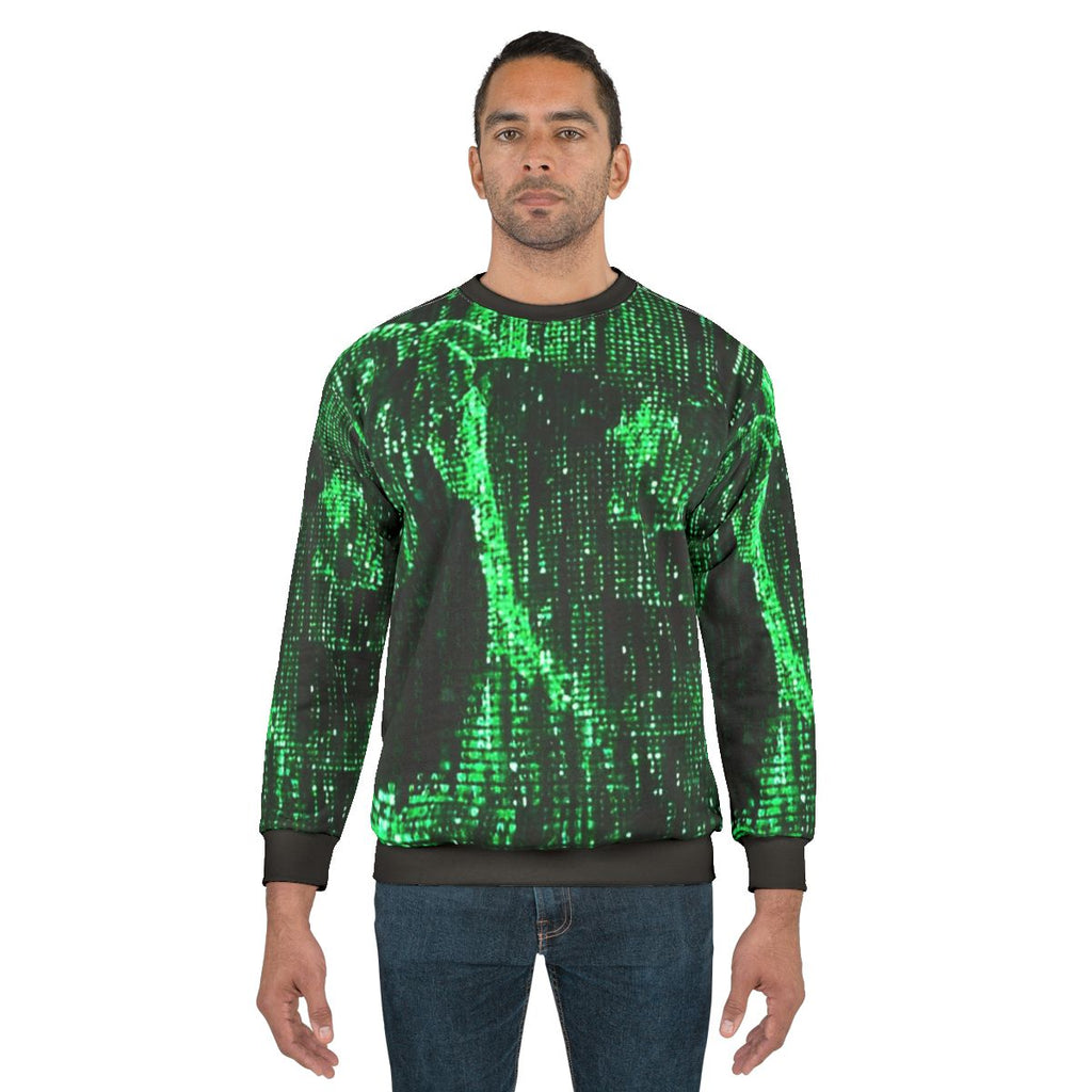 Matrix Sweatshirt featuring digital rain and classic sci-fi design