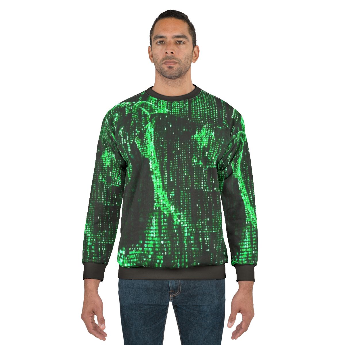 Matrix Sweatshirt featuring digital rain and classic sci-fi design