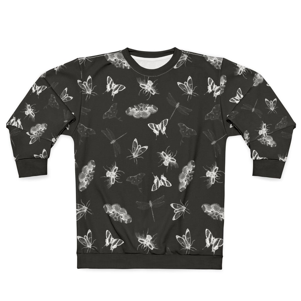 Entomologist Nightmares Sweatshirt featuring a black and white bug pattern design