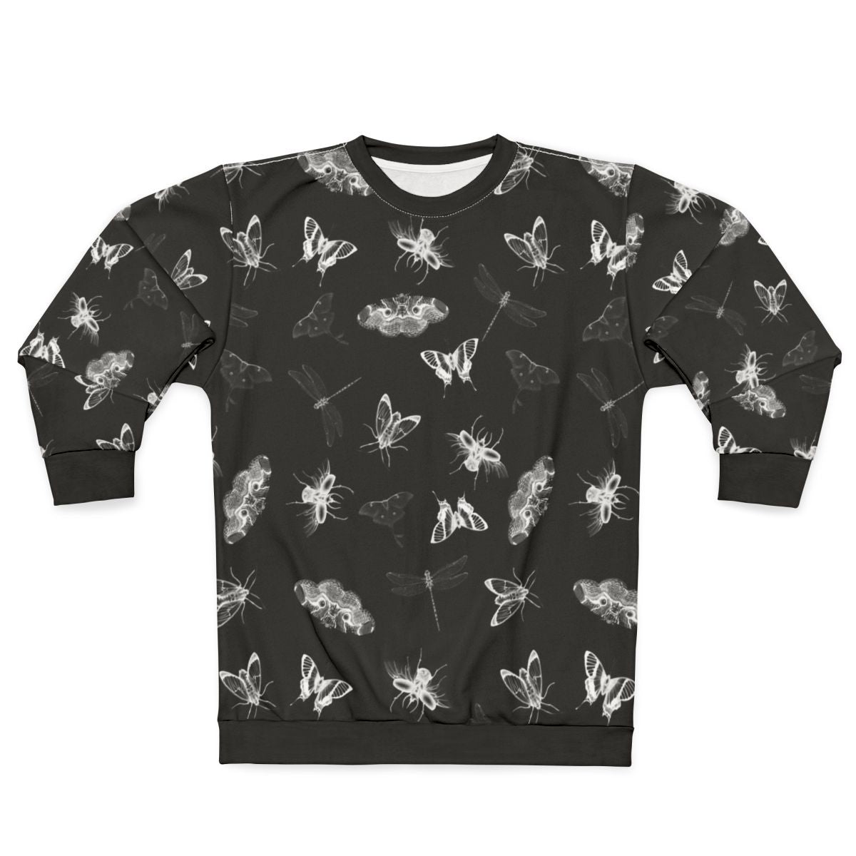 Entomologist Nightmares Sweatshirt featuring a black and white bug pattern design