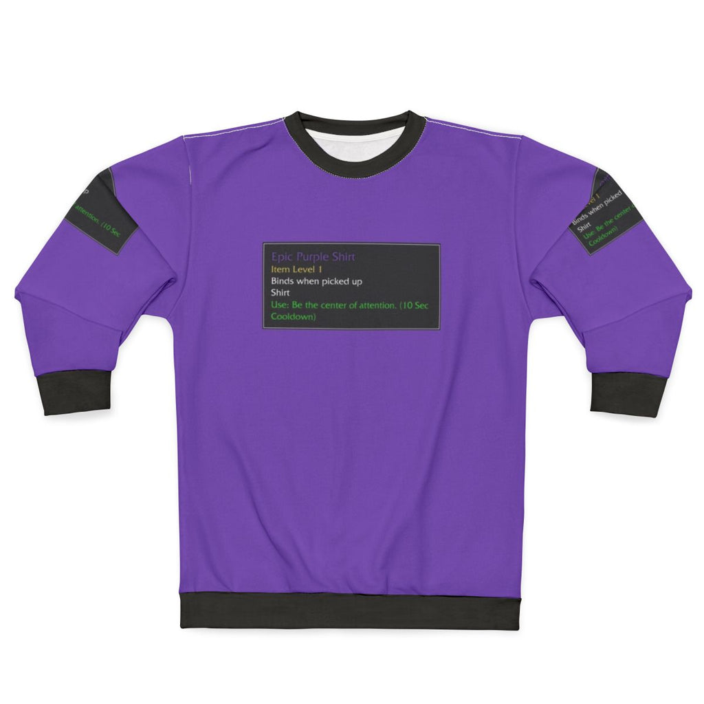 Epic purple World of Warcraft themed sweatshirt