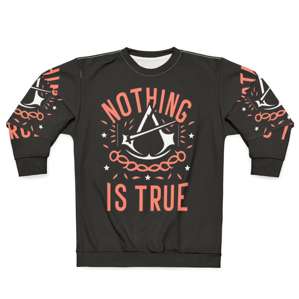 Assassin's Creed gaming sweatshirt with eternal motto design