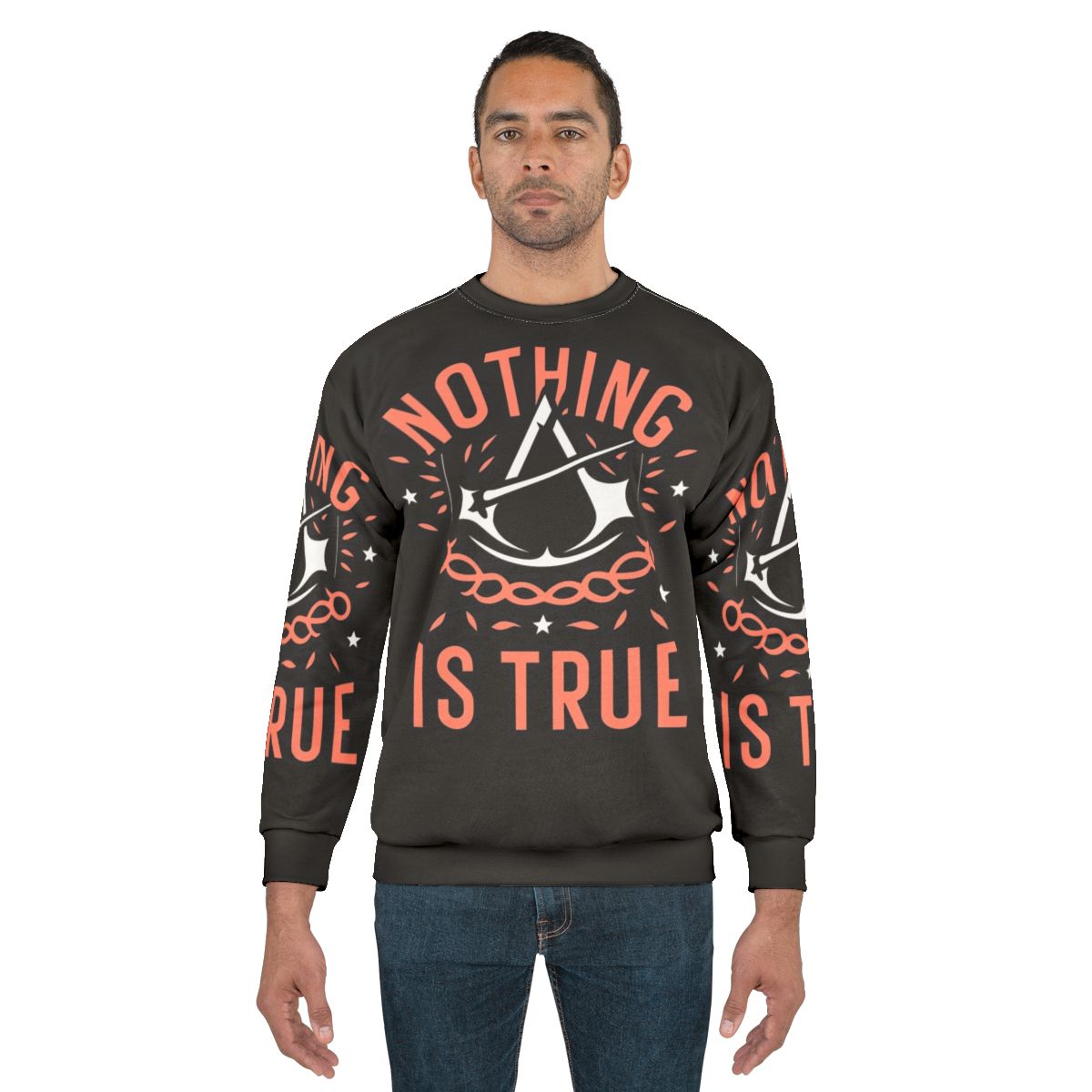 Assassin's Creed gaming sweatshirt with eternal motto design