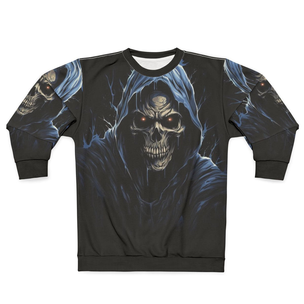 Eternal Shadows Dark Sweatshirt with Fearsome Skeleton Design