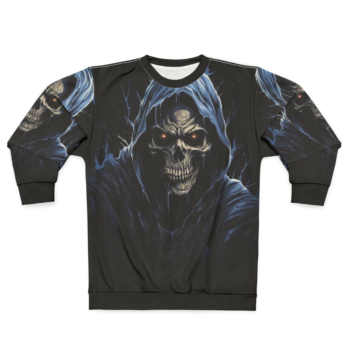 Eternal Shadows Dark Sweatshirt with Fearsome Skeleton Design