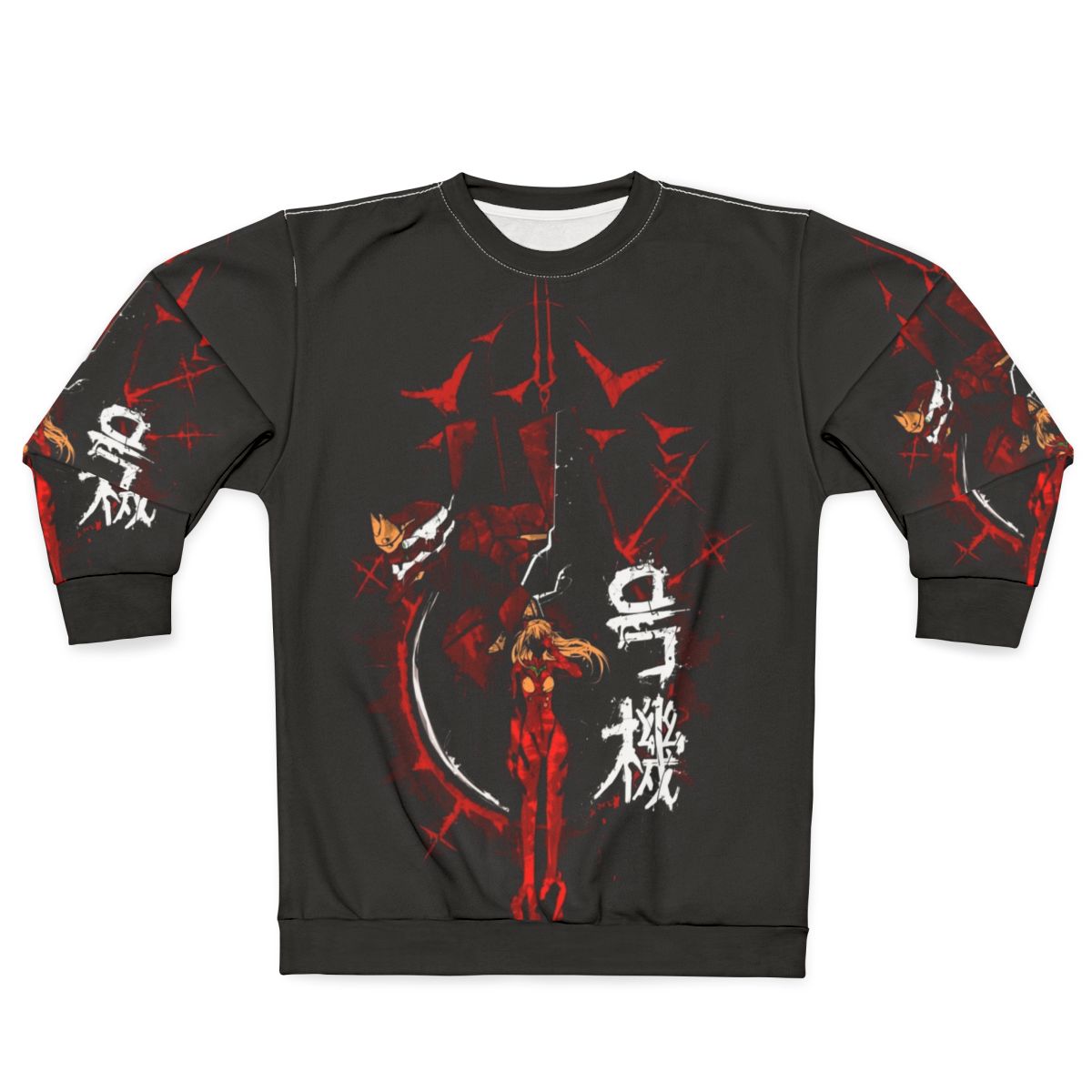 Neon Genesis Evangelion Inspired Sweatshirt with Mecha and Graffiti Designs