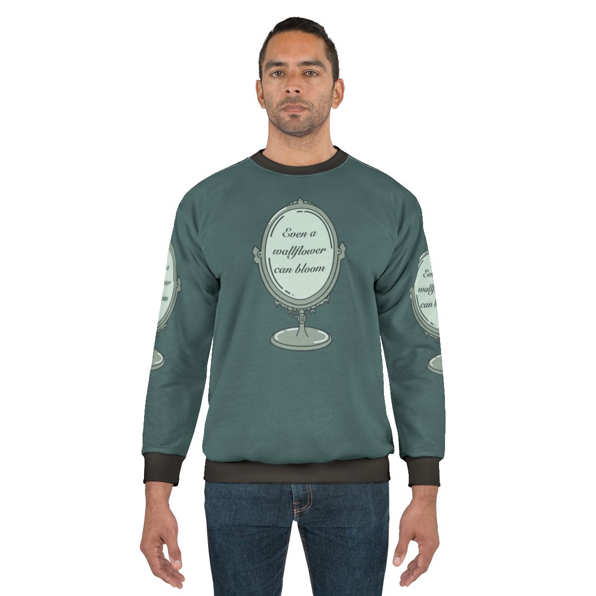 Bridgerton inspired floral sweatshirt with the text "Even A Wallflower Can Bloom"