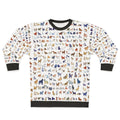 Watercolor illustration of various AKC dog breeds on a sweatshirt