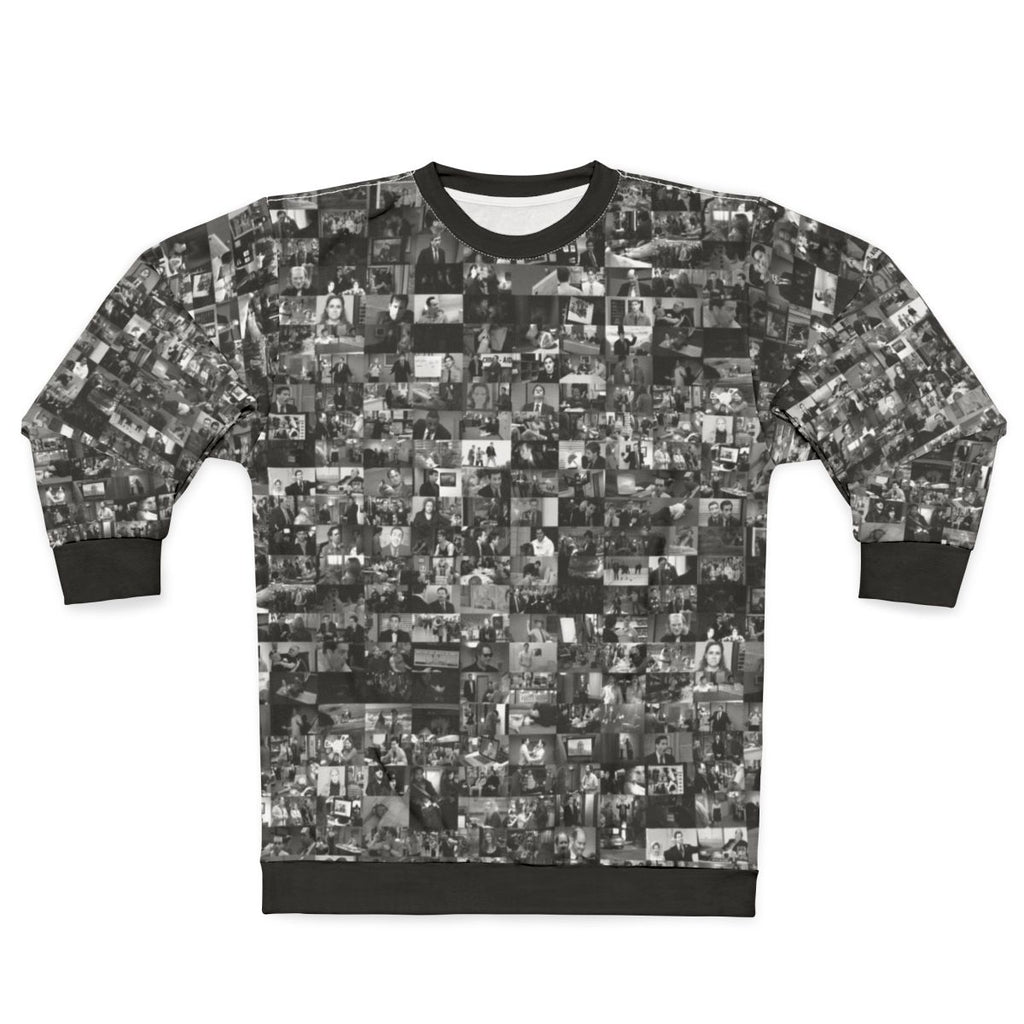 The Office themed sweatshirt featuring characters and references from the popular TV comedy series