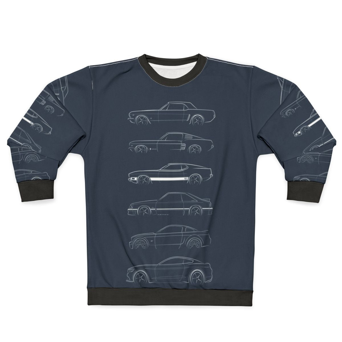 Evolution of the Ford Mustang Sweatshirt - Vintage Pony Car Graphic