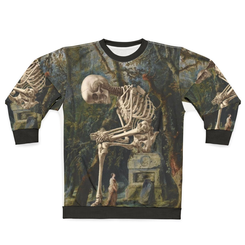 Surreal portrait sweatshirt featuring a unique digital art design