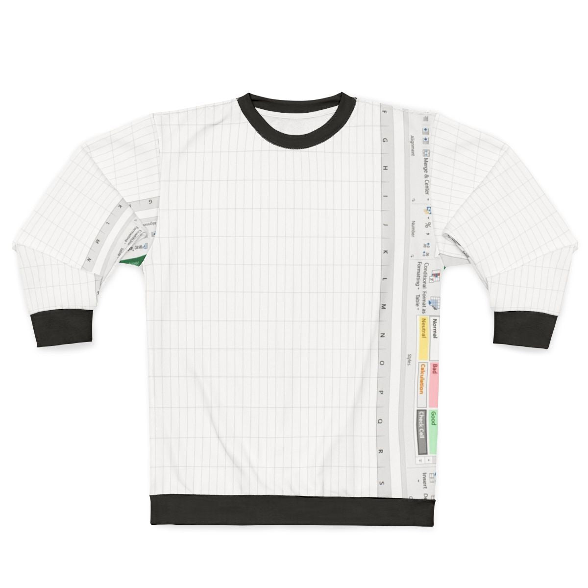 Green sweatshirt with Excel spreadsheet design for spreadsheet lovers and computer nerds