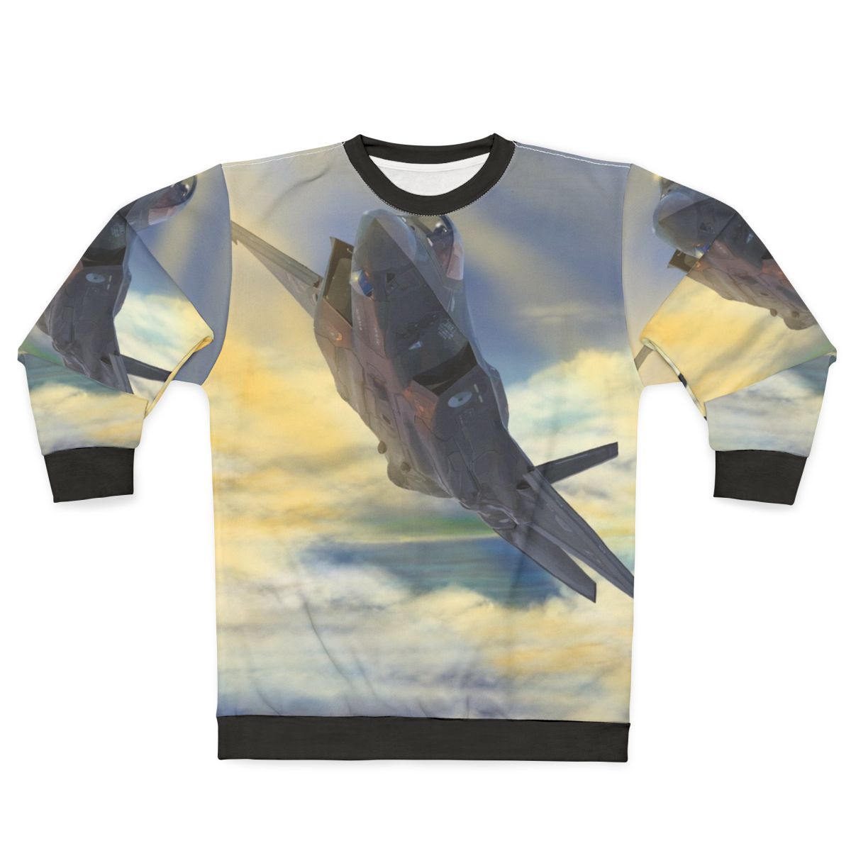 F35 fighter jet illustration on sweatshirt