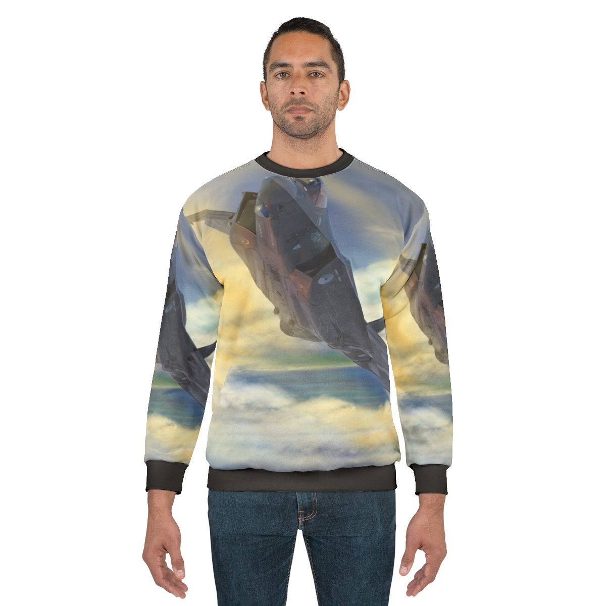 F35 fighter jet illustration on sweatshirt